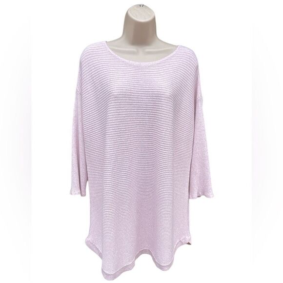 CHICO'S MISSES SIZE CHICO'S 3 Glitters PINK SWEATER Like New Holiday New year - Picture 1 of 6